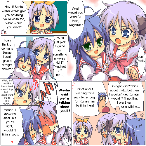 hiiragi kagami, izumi konata, and hiiragi tsukasa (lucky star) drawn by mi-sya