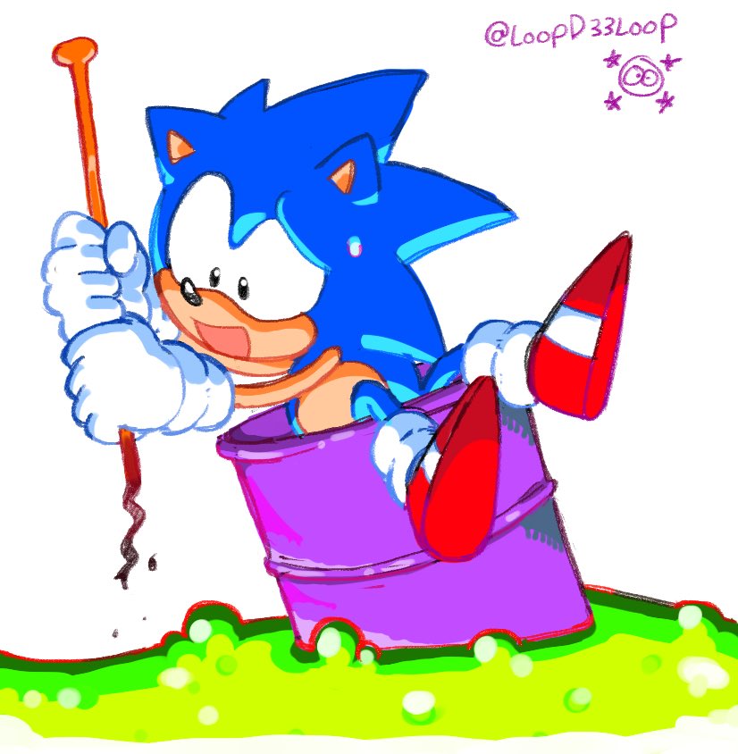 sonic the hedgehog and classic sonic (sonic and 2 more) drawn by loopdloop