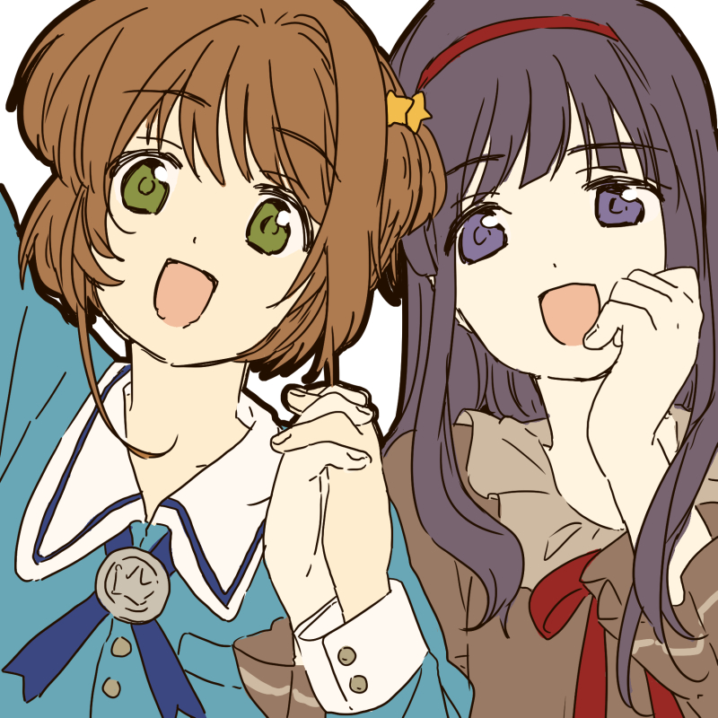 kinomoto sakura and daidouji tomoyo (cardcaptor sakura) drawn by amamiya_konatsu