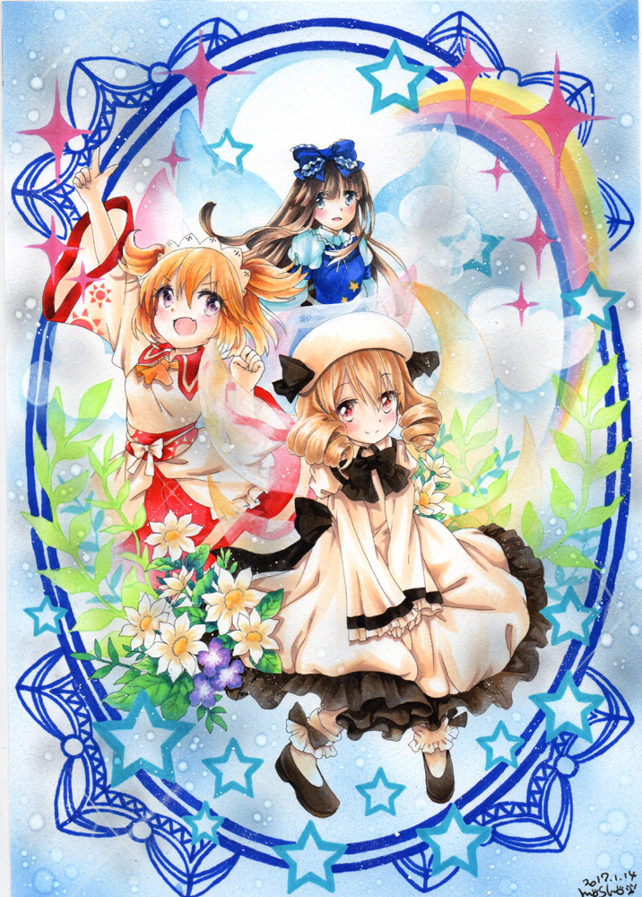 star sapphire, luna child, and sunny milk (touhou) drawn by mosho
