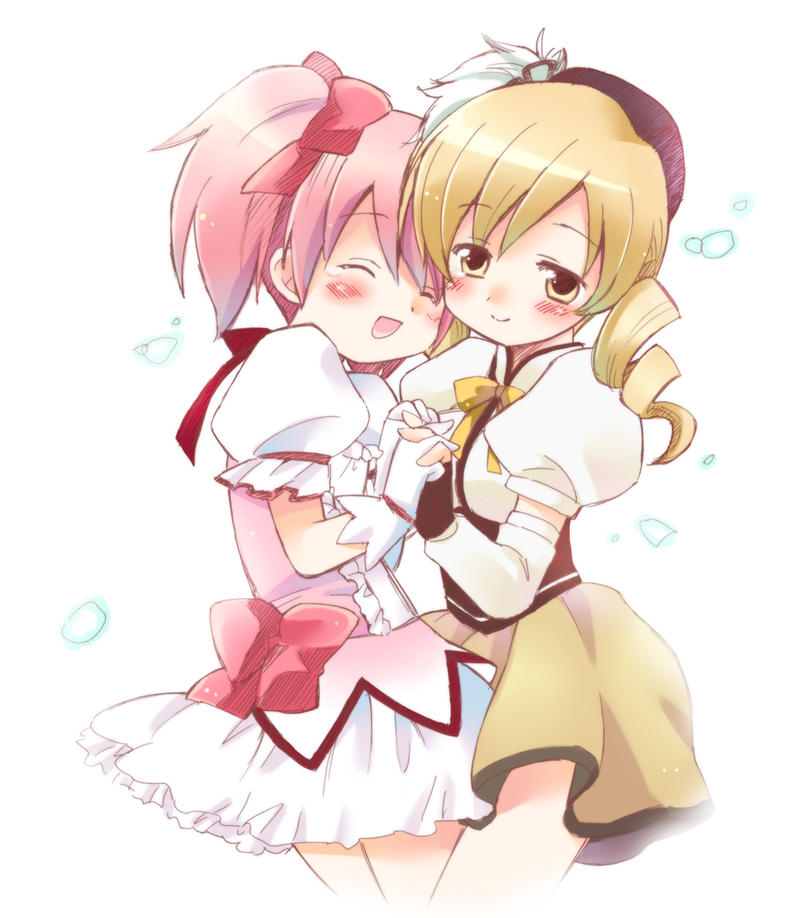 kaname madoka and tomoe mami (mahou shoujo madoka magica) drawn by usami_wataru