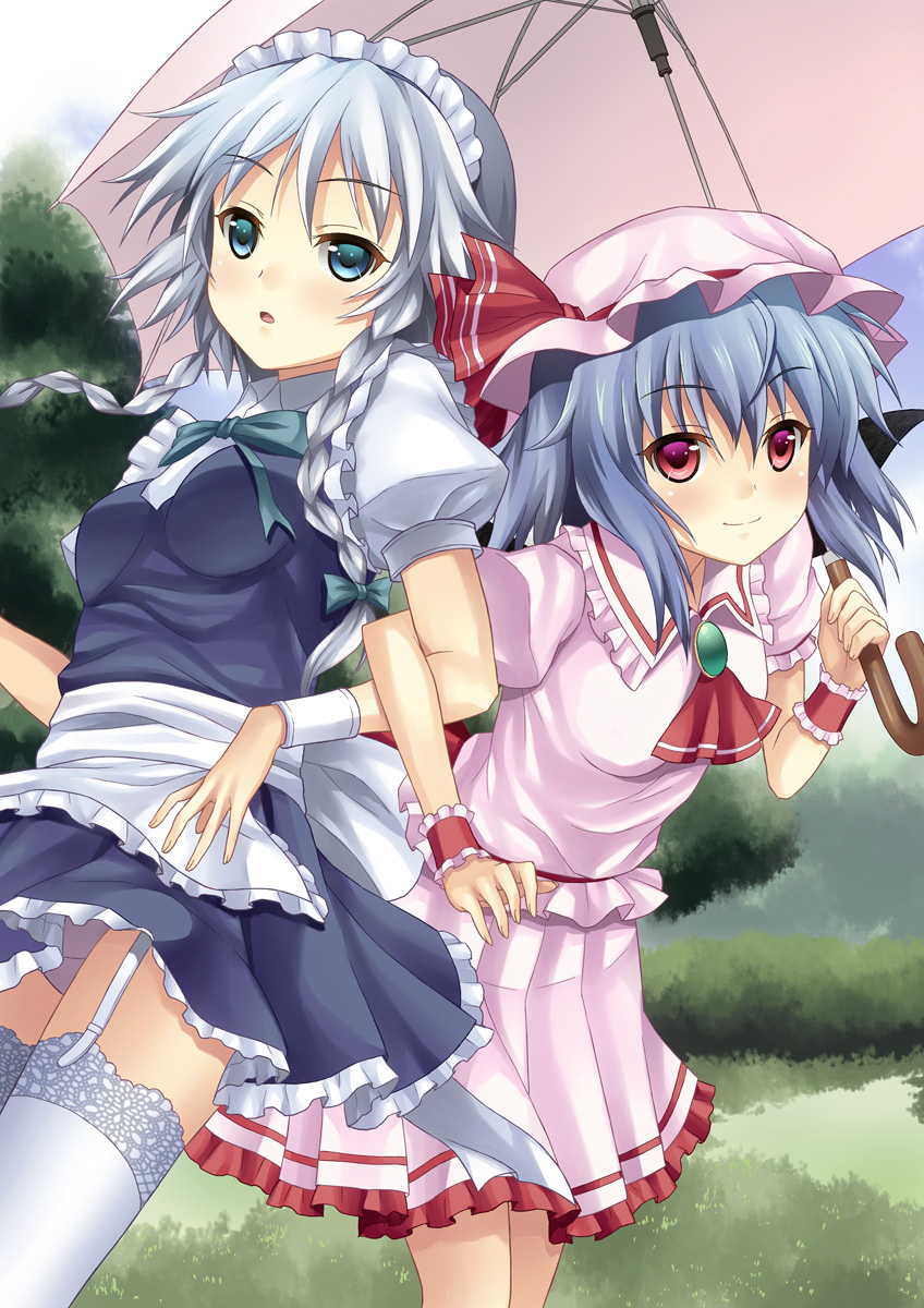remilia scarlet and izayoi sakuya (touhou) drawn by rasahan