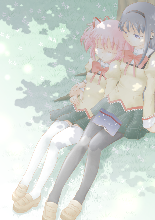 akemi homura and kaname madoka (mahou shoujo madoka magica and 1 more) drawn by kinoji