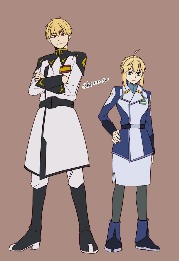 artoria pendragon, saber, gilgamesh, yzak joule, and seki tomokazu (fate and 3 more) drawn by moonlight_0423