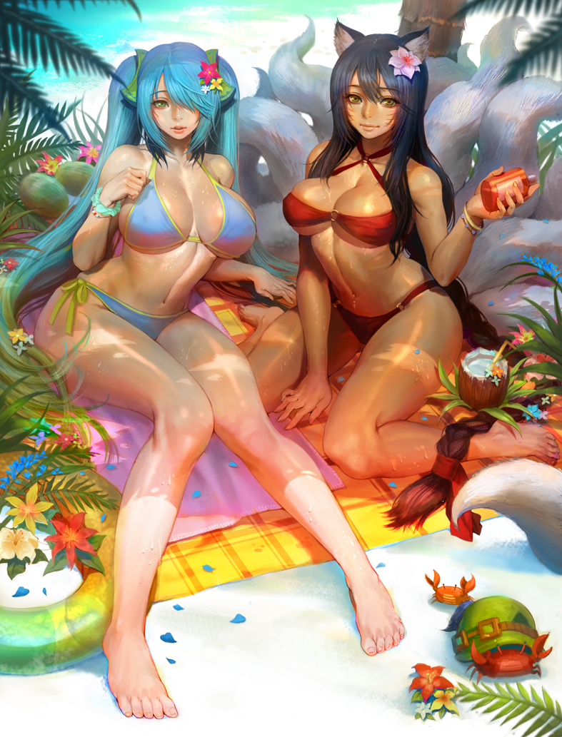 ahri and sona (league of legends) drawn by taemin_park
