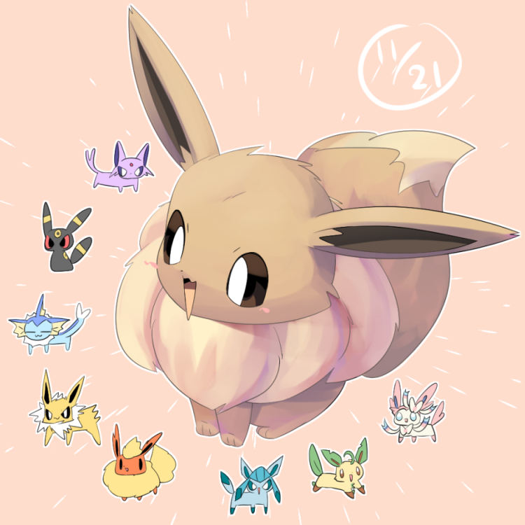 eevee, sylveon, umbreon, glaceon, vaporeon, and 4 more (pokemon) drawn by lets0020