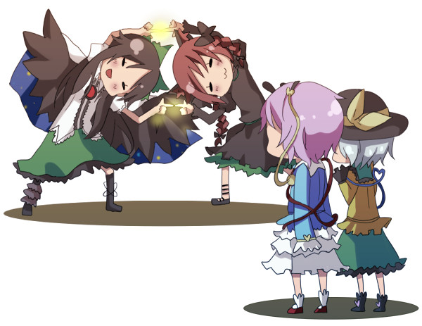 komeiji koishi, komeiji satori, kaenbyou rin, and reiuji utsuho (touhou and 2 more) drawn by kosui_(artist)