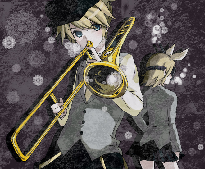 kagamine rin and kagamine len (vocaloid and 1 more) drawn by loveloid