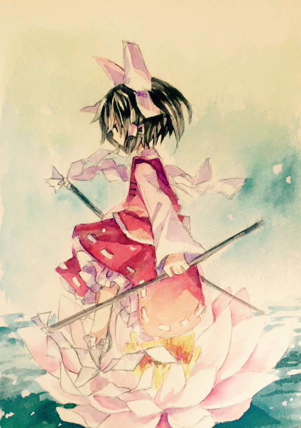 hakurei reimu (seihou and 1 more) drawn by kaigen_1025