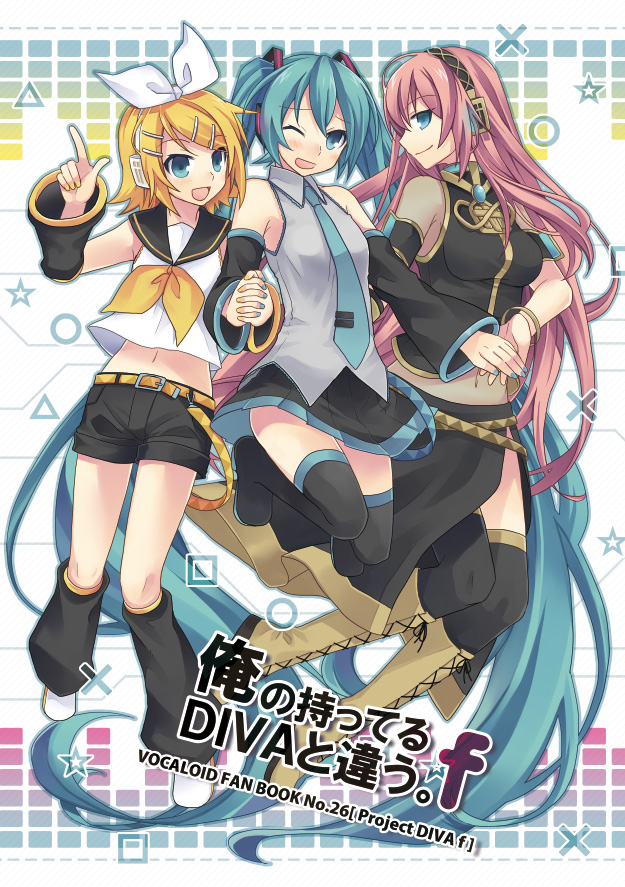 hatsune miku, kagamine rin, and megurine luka (vocaloid and 2 more) drawn by tamura_hiro