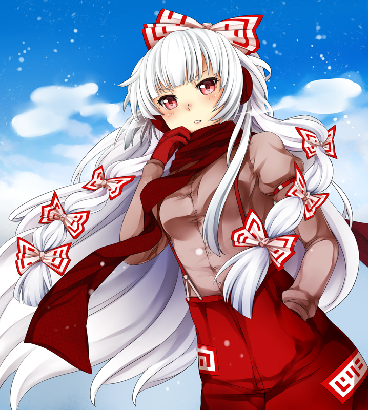 fujiwara no mokou (touhou) drawn by ninamo