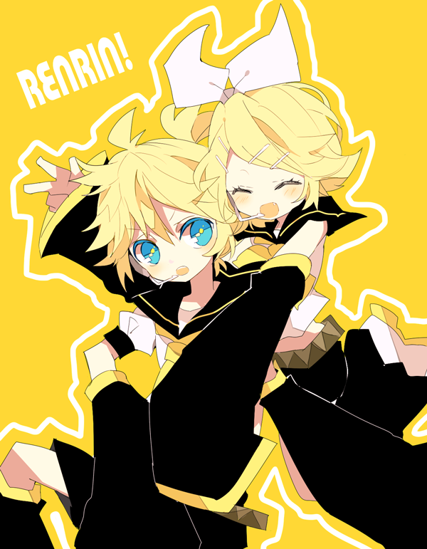 kagamine rin and kagamine len (vocaloid) drawn by amesawa_mokke