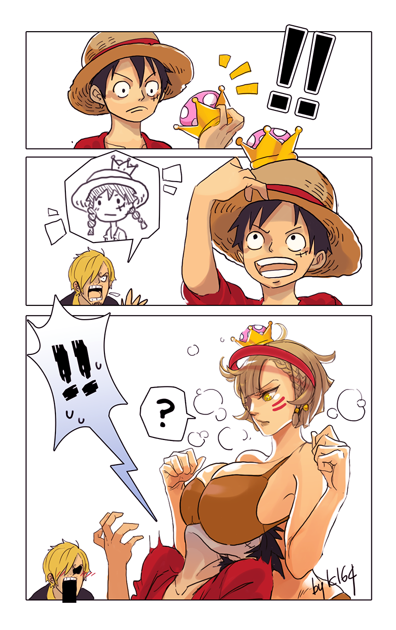 monkey d. luffy and sanji (one piece and 2 more) drawn by k164