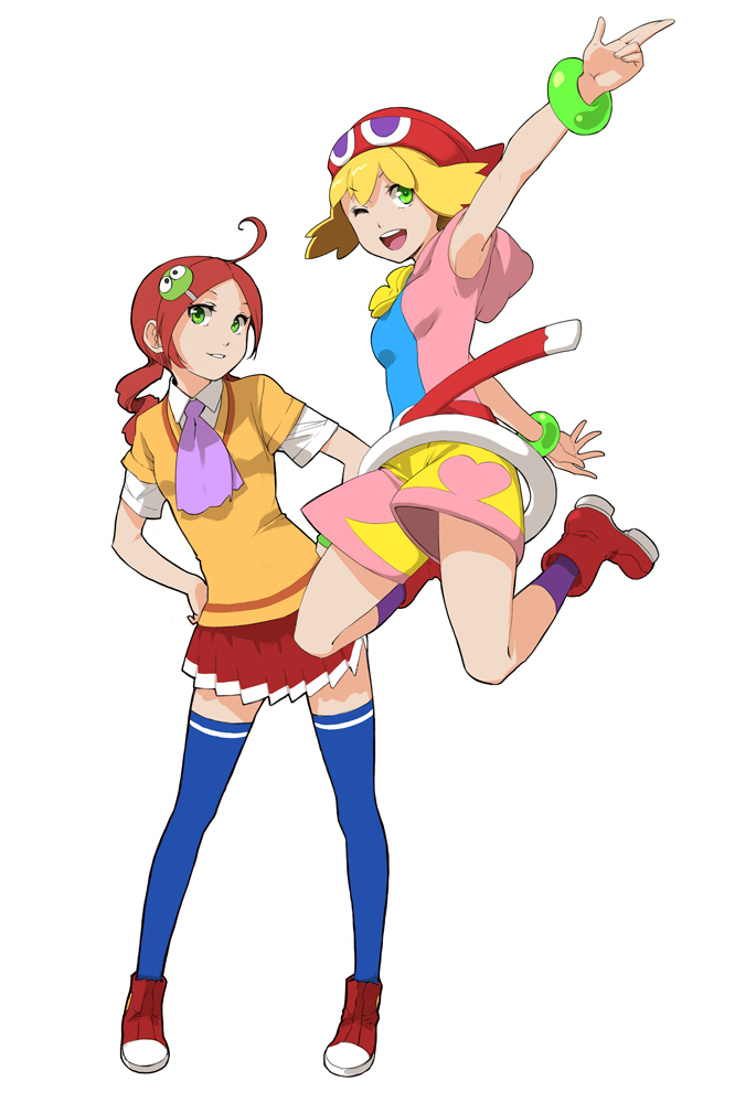 amitie and andou ringo (puyopuyo and 1 more) drawn by enami_katsumi