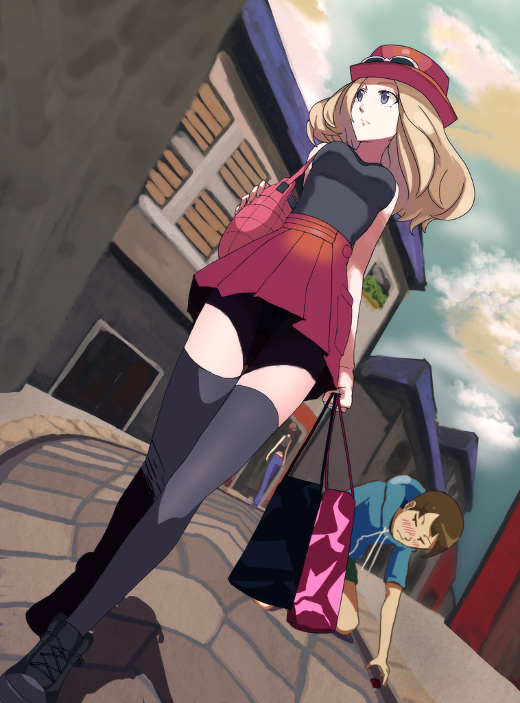 serena, youngster, and beauty (pokemon and 1 more) drawn by ogros