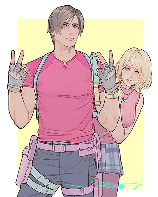 leon s. kennedy and ashley graham (resident evil and 1 more) drawn by sardine_(kjr0313)