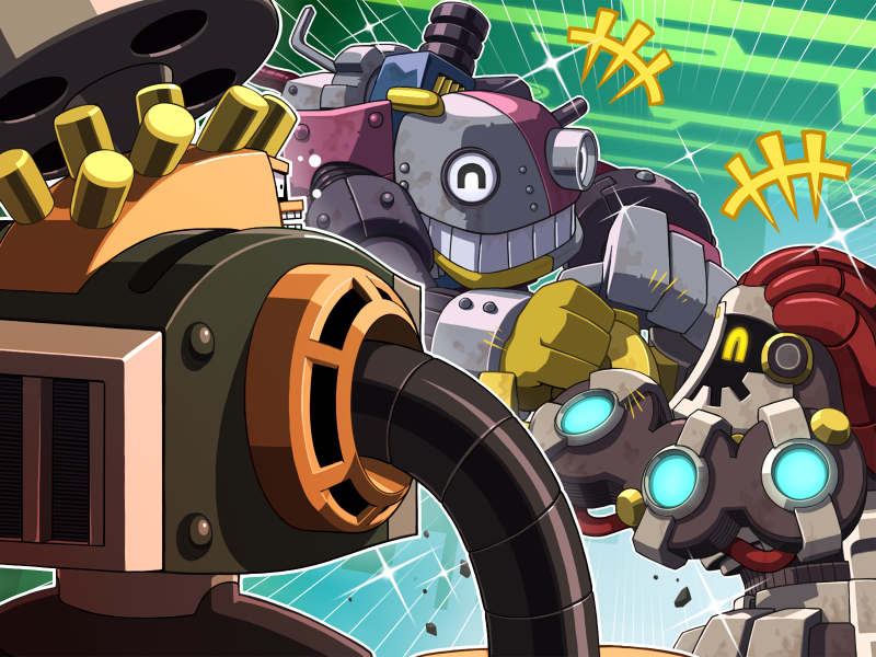 dustman.exe and junkman.exe (mega man and 3 more) drawn by napo