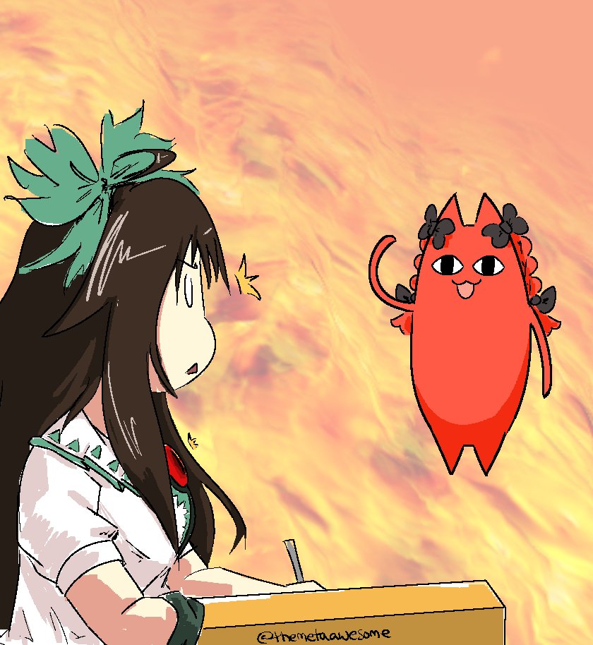 kaenbyou rin, reiuji utsuho, kasuga ayumu, and mihama chiyo's father (touhou and 1 more) drawn by manny_mcmannington