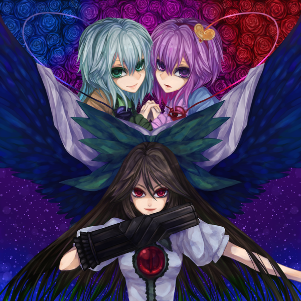 komeiji koishi, komeiji satori, and reiuji utsuho (touhou) drawn by koushi_rokushiro