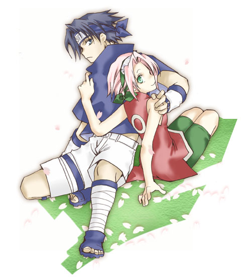 haruno sakura and uchiha sasuke (naruto) drawn by ikaru_chidori