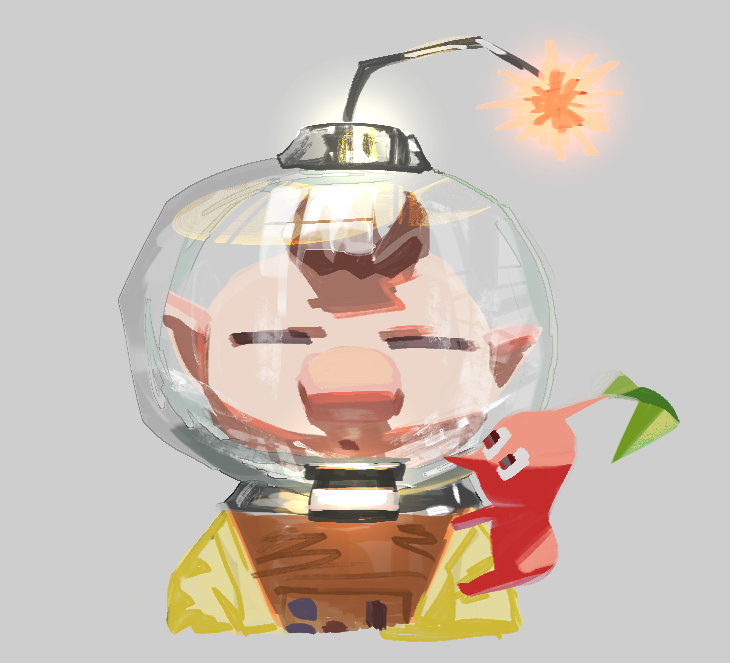 red pikmin and olimar (pikmin) drawn by dancho_no_mori