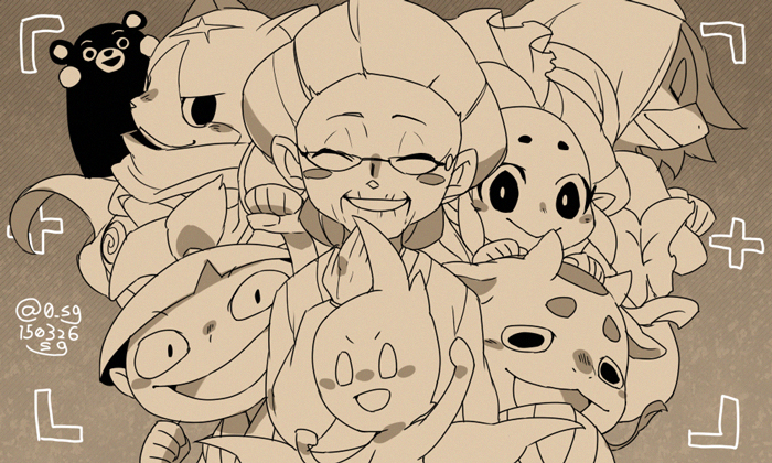 kumamon, fuyunyan, amano yukiko, ningyo, kappa, and 3 more (youkai watch and 2 more) drawn by sg_(suuchan)