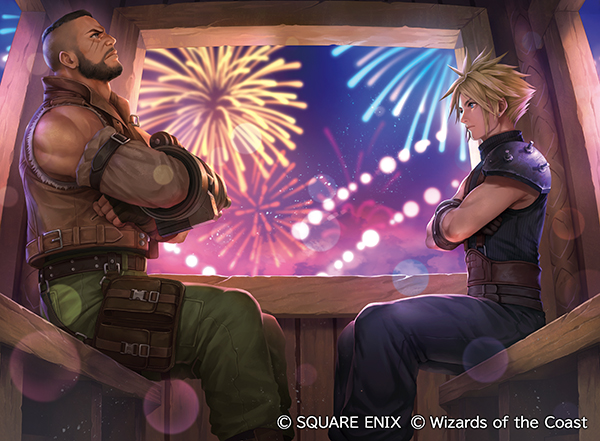 cloud strife and barret wallace (final fantasy and 3 more) drawn by fuji_q