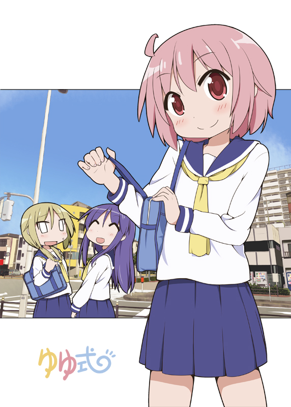 ichii yui, hinata yukari, and nonohara yuzuko (yuyushiki) drawn by miyako_hito