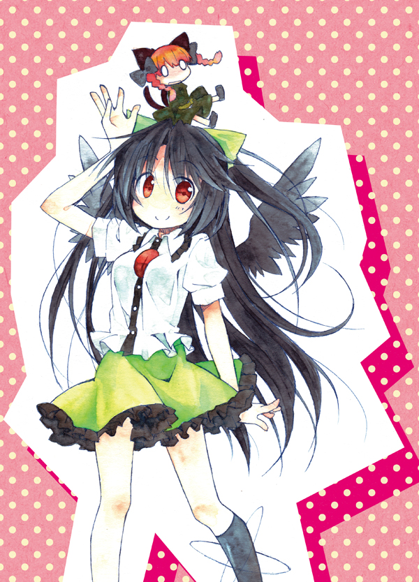kaenbyou rin and reiuji utsuho (touhou) drawn by hime_takeo
