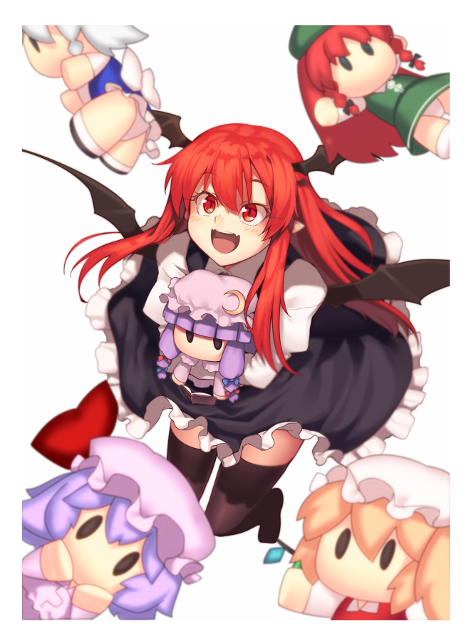 remilia scarlet, flandre scarlet, izayoi sakuya, patchouli knowledge, hong meiling, and 1 more (touhou) drawn by kaiza_(rider000)