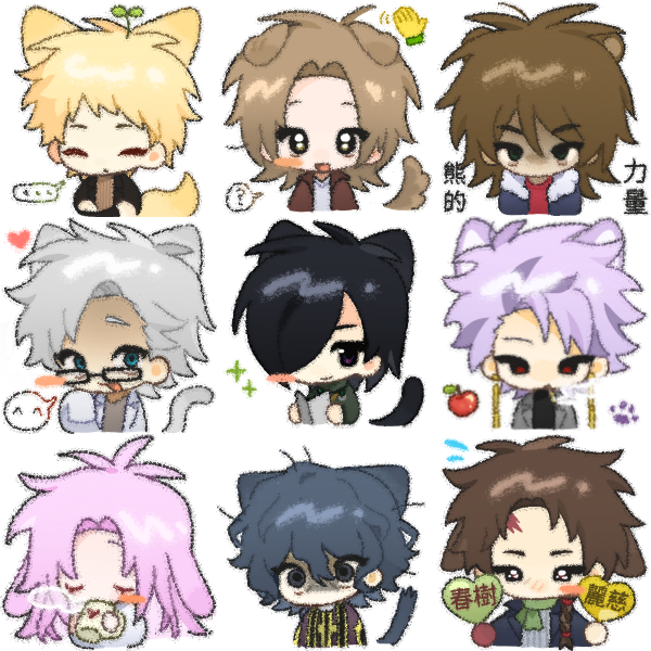 hatsutori hajime, utsugi noriyuki, atou haruki, harada minoru, isoi reiji, and 4 more (saibou shinkyoku) drawn by emitou_fo