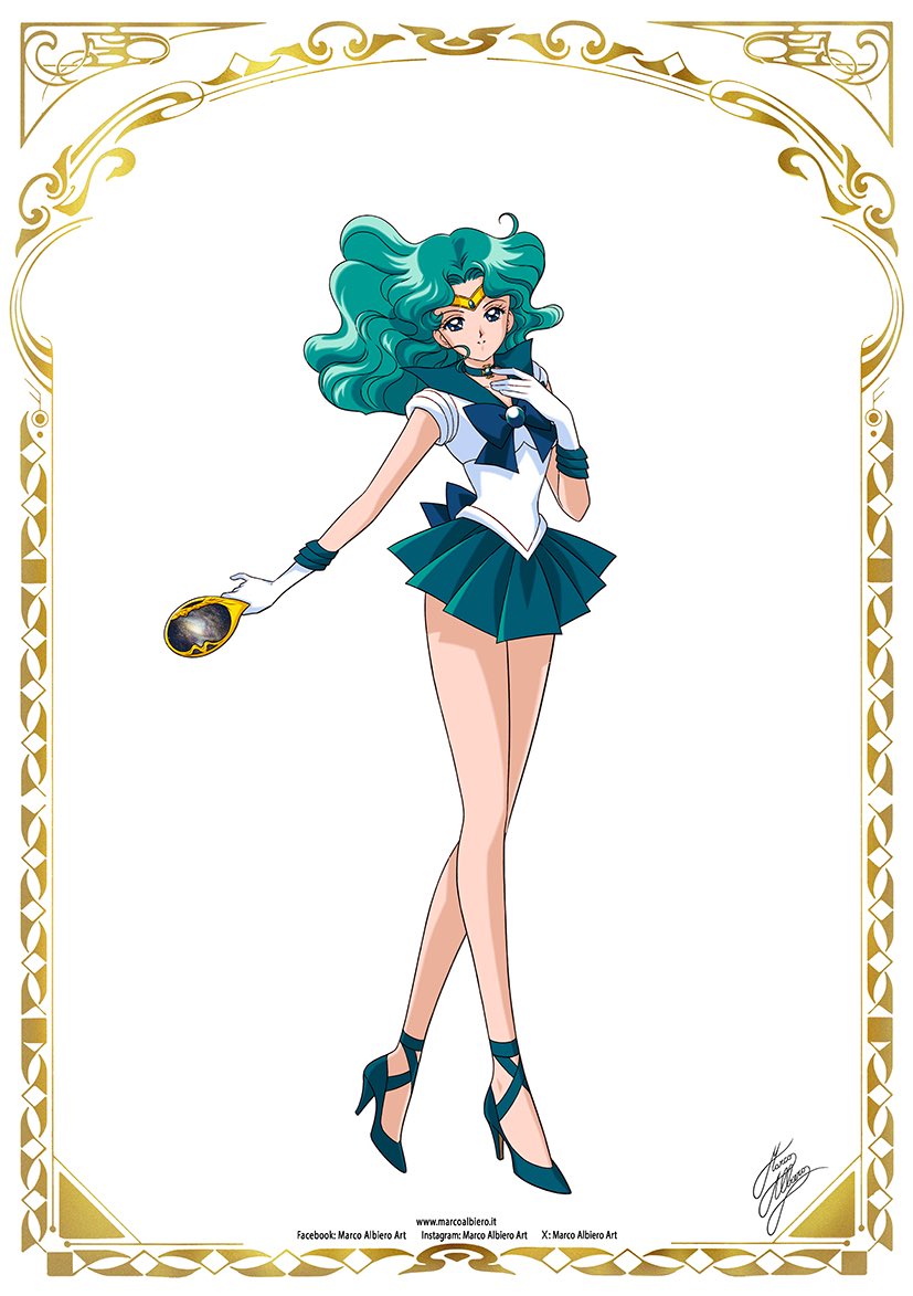 kaiou michiru and sailor neptune (bishoujo senshi sailor moon) drawn by marco_albiero