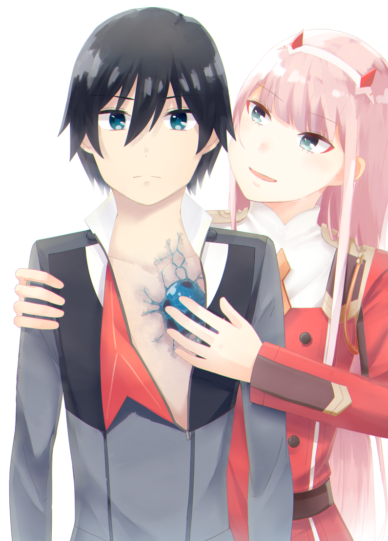 zero two and hiro (darling in the franxx) drawn by nakodayo09