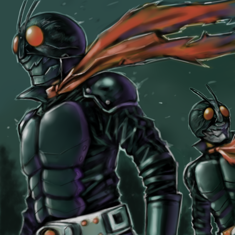 kamen rider 1 and kamen rider 2 (kamen rider and 1 more) drawn by yusao