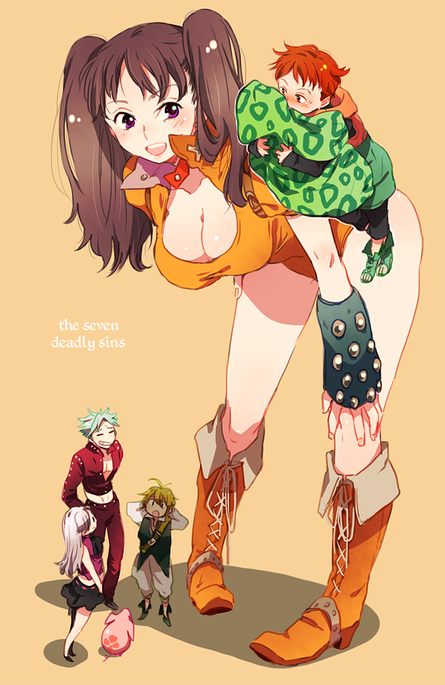 elizabeth liones, diane, meliodas, king, ban, and 1 more (nanatsu no taizai) drawn by guttary