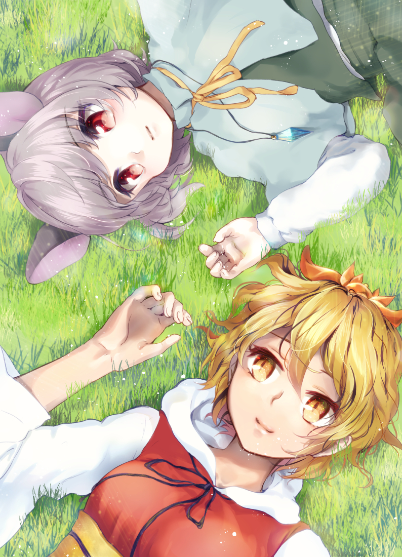 nazrin and toramaru shou (touhou) drawn by ari_don