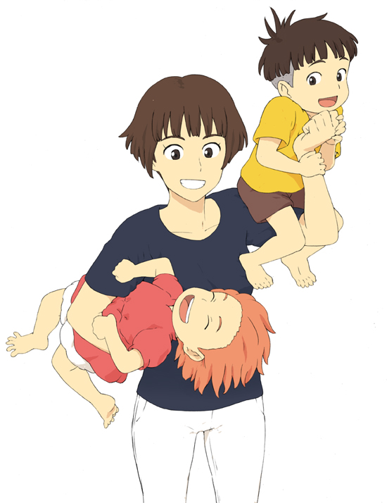lisa, ponyo, and sousuke (gake no ue no ponyo) drawn by jas_(littlecrime)