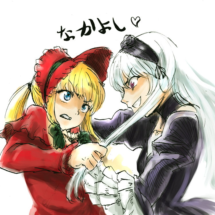 suigintou and shinku (rozen maiden) drawn by osakana_(denpa_yun'yun)