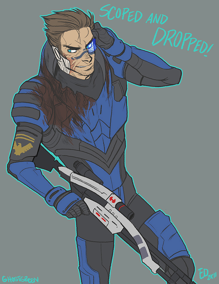 garrus vakarian (mass effect and 1 more) drawn by ghost_green
