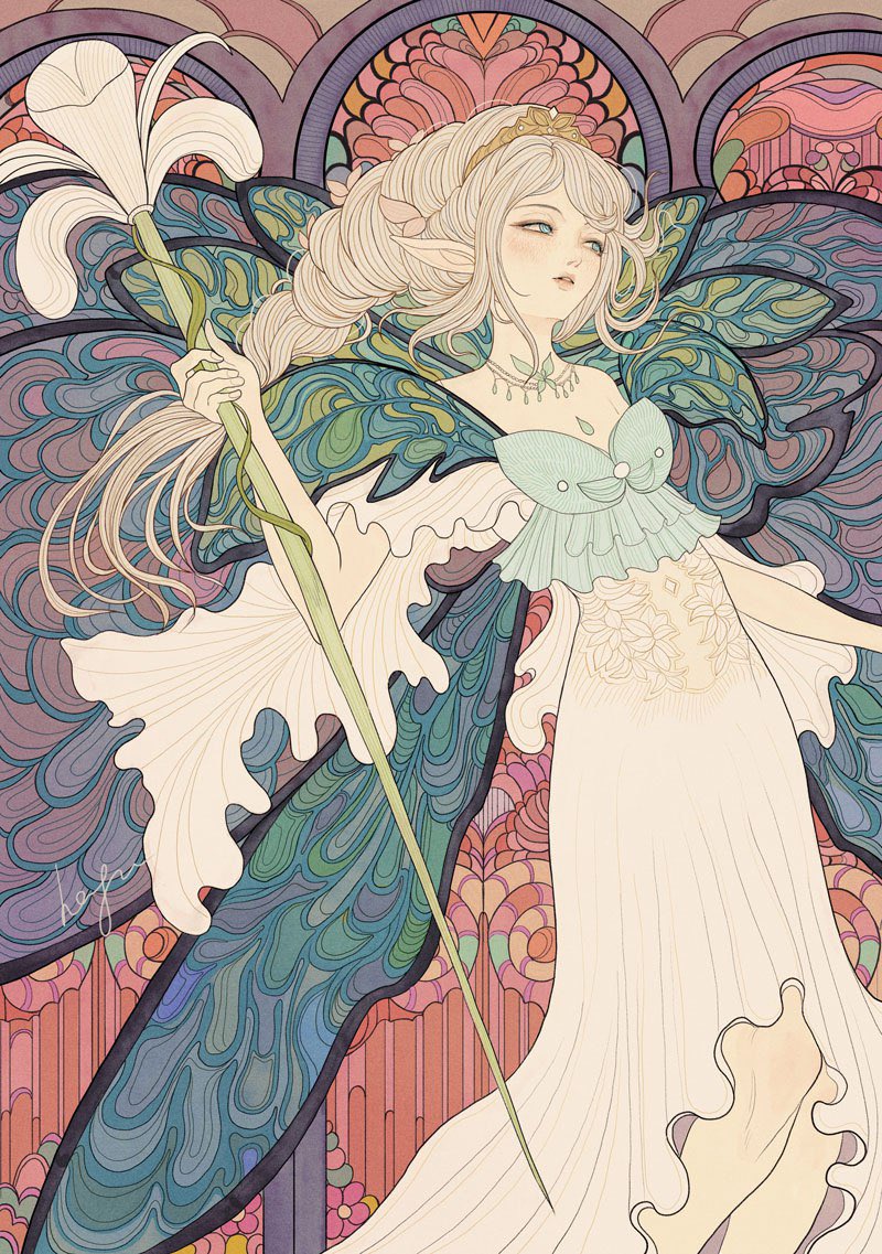 titania (final fantasy and 1 more) drawn by hagushka