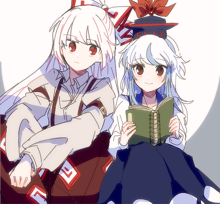 fujiwara no mokou and kamishirasawa keine (touhou) drawn by itomugi-kun