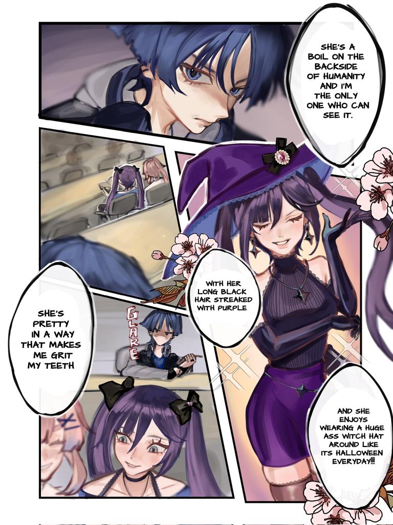 scaramouche, mona, and sangonomiya kokomi (genshin impact) drawn by enerochinarts
