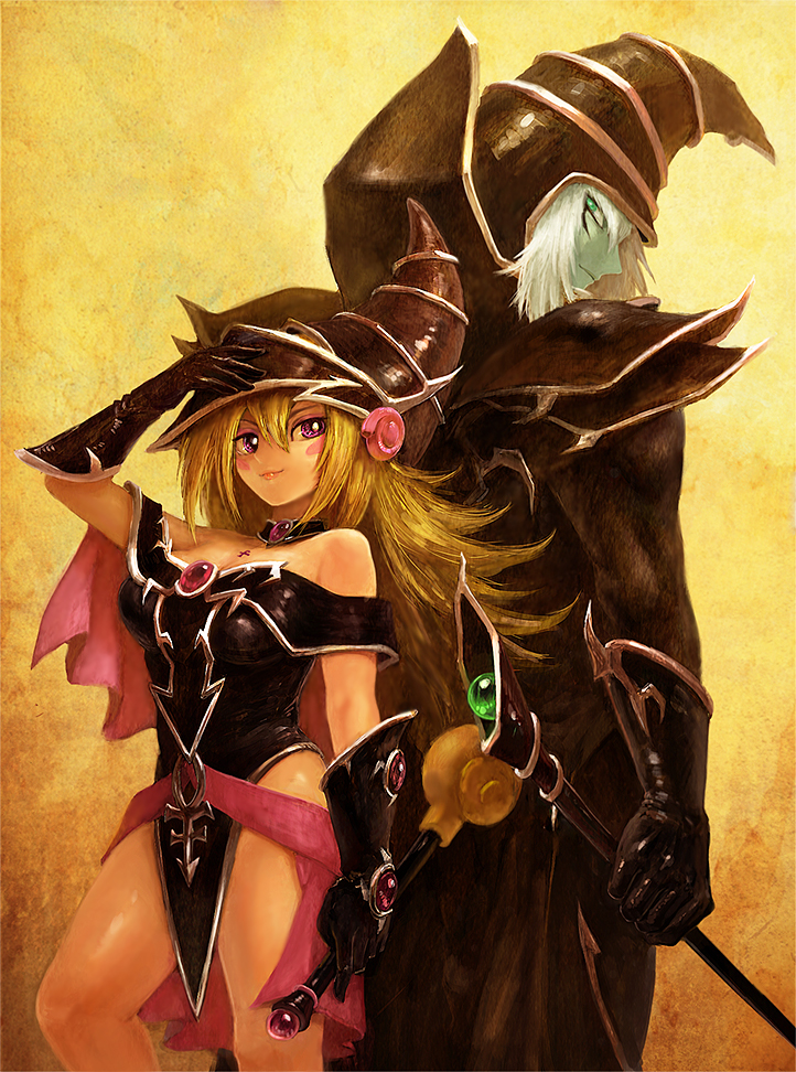 dark magician and magi magi magician gal (yu-gi-oh! and 2 more) drawn by yuza