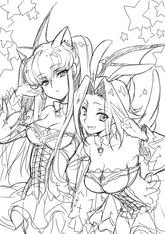 c.c. and kouzuki kallen (code geass) drawn by creayus