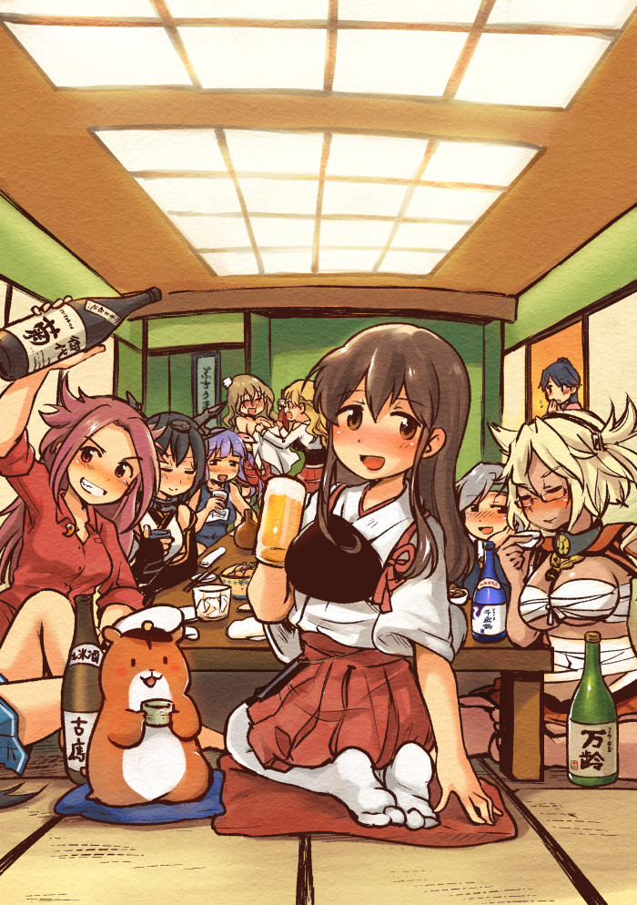 admiral, akagi, nagato, houshou, musashi, and 7 more (kantai collection) drawn by kirisawa_juuzou