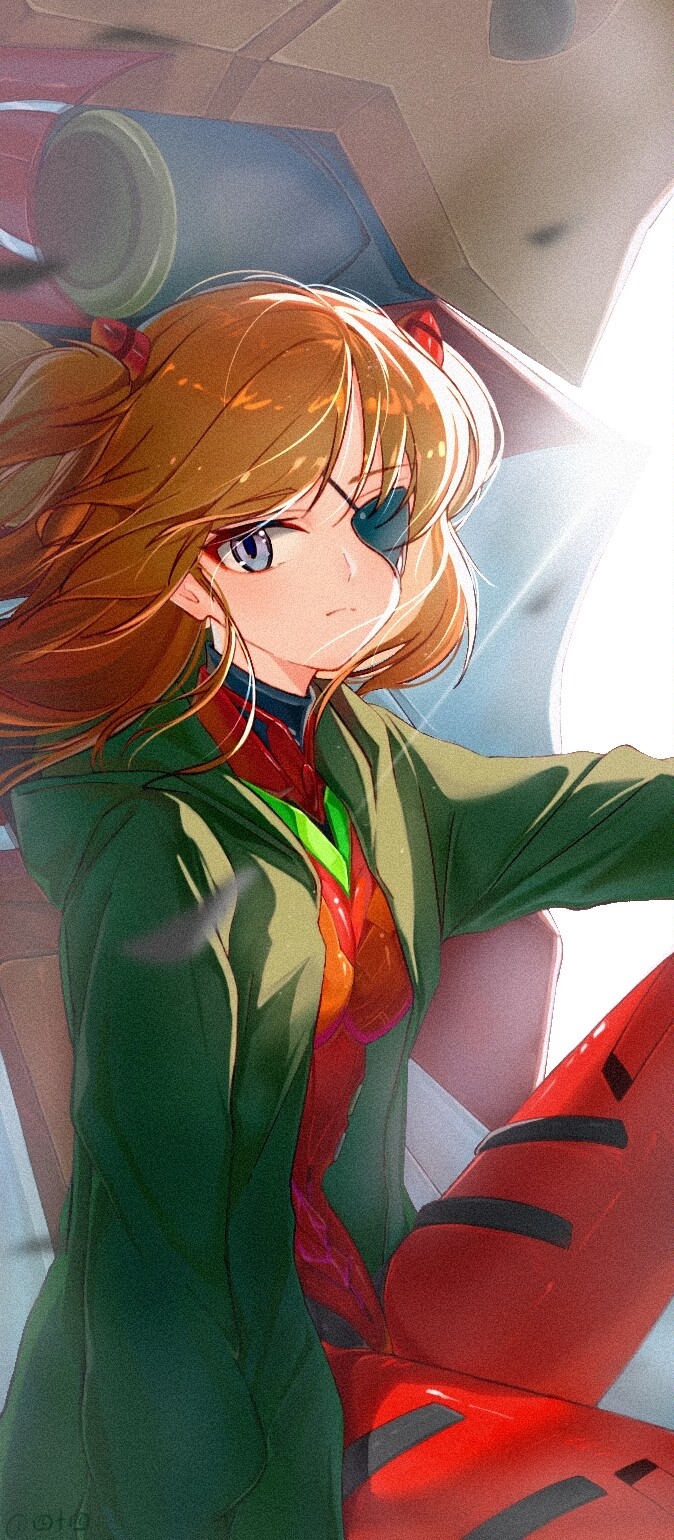 souryuu asuka langley and eva 02 (neon genesis evangelion and 2 more) drawn by sishisi