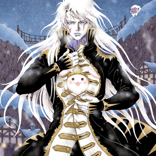 setzer gabbiani, umaro, and mysidian rabbit (final fantasy and 1 more) drawn by sakaman