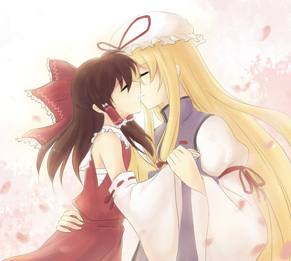hakurei reimu and yakumo yukari (touhou) drawn by pandagirlz