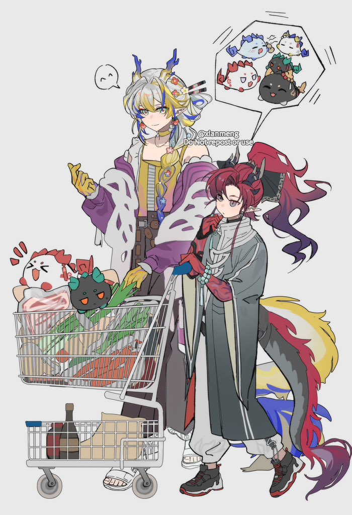 shu, dusk, nian, ling, chongyue, and 1 more (arknights) drawn by xian_meng_huanyou_ji