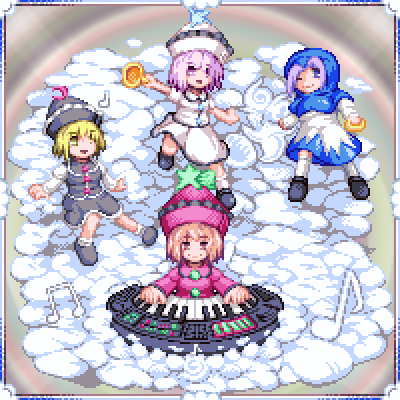 kumoi ichirin, lunasa prismriver, merlin prismriver, and lyrica prismriver (touhou) drawn by kisasage_kouta